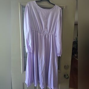 Light lavender summer spring dress long sleeves elegant With Belt✨️